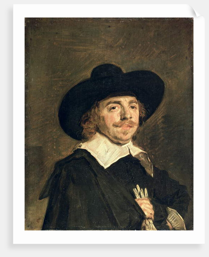 A Small Portrait of a Man Holding Gloves, c.1642 by Frans Hals