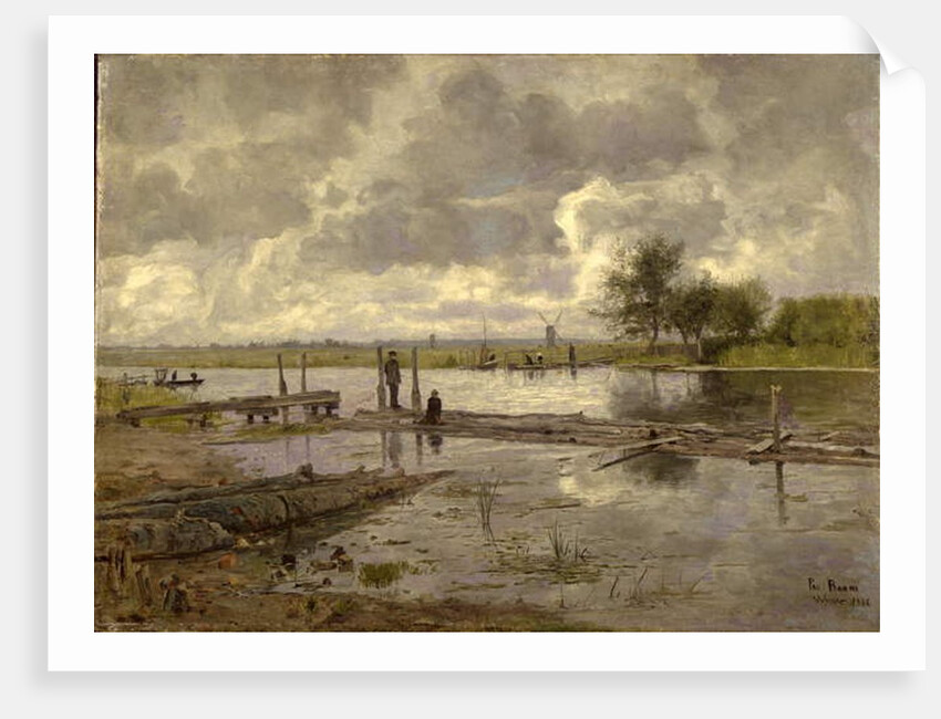 Landscape with the Ilm near Weimar, with a Fisherman, 1886 by Paul Baum