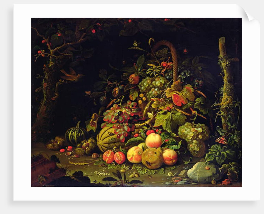 Fruit basket by Abraham Mignon