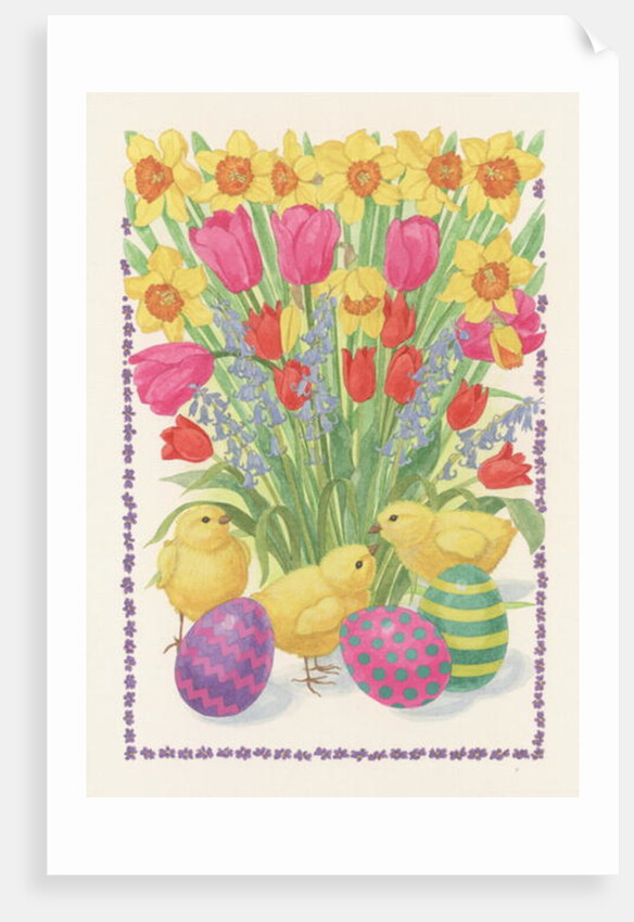 Chicks, Eggs and Flowers, 1995 by Linda Benton