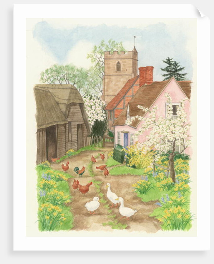 Church and Farm Track, 1998 by Linda Benton