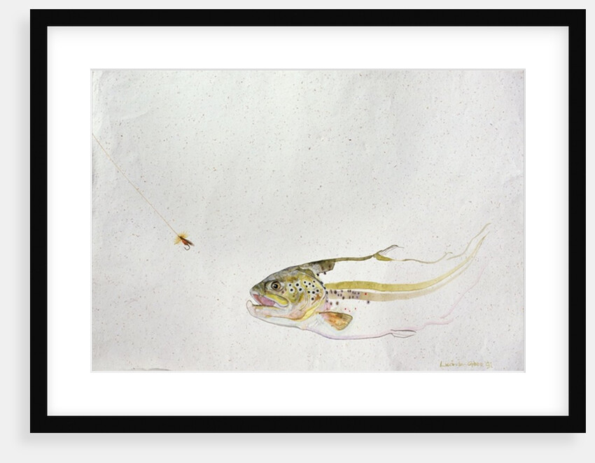 Trout chasing a fisherman's fly, 1991 by Lou Gibbs