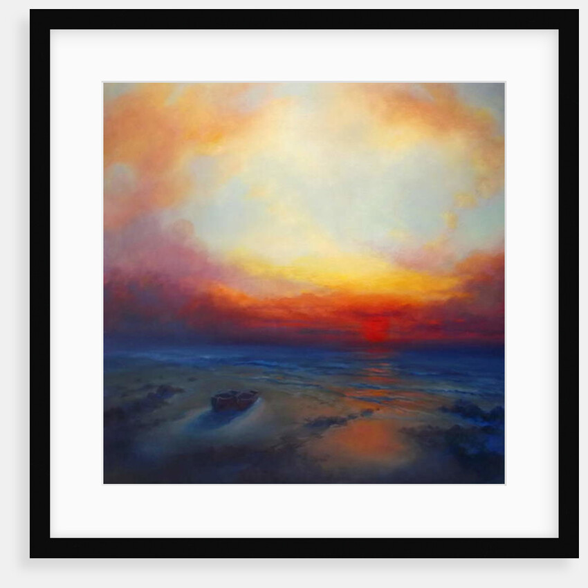 Homecoming, 2016Seascape with boats on beach by Lee Campbell