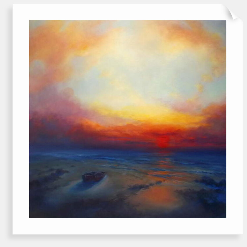 Homecoming, 2016Seascape with boats on beach by Lee Campbell