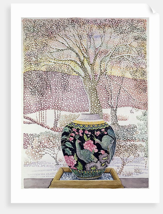 Large Ginger Jar in Snowstorm by Lillian Delevoryas