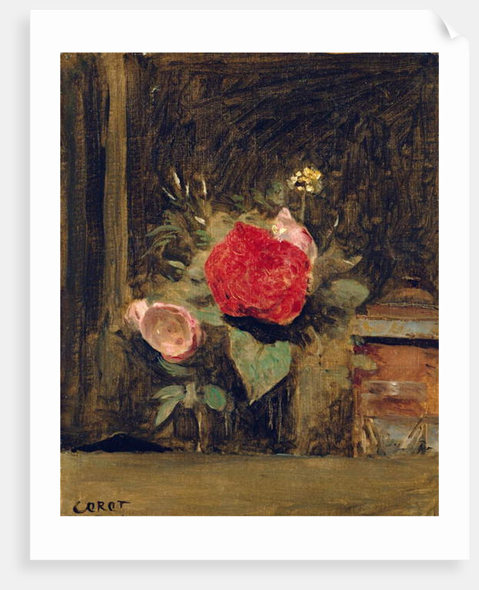 Bouquet of Flowers in a Glass beside a Tobacco Pot, c.1873-74 by Jean Baptiste Camille Corot