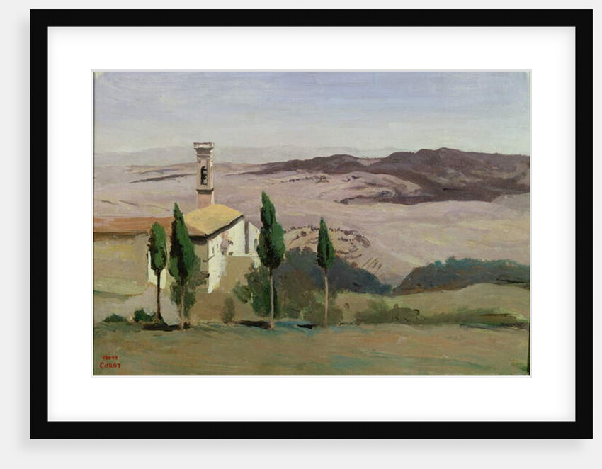 Volterra, Church and Bell Tower, 1834 by Jean Baptiste Camille Corot