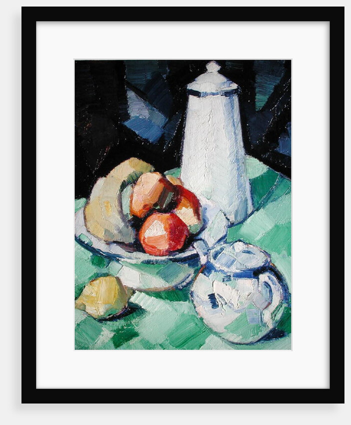 Still Life with Teapot and Fruit on a green Tablecloth, c.1913 by Samuel John Peploe