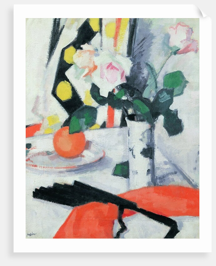 Still Life: Roses in a Chinese Vase with Black Fan, 1924 by Samuel John Peploe