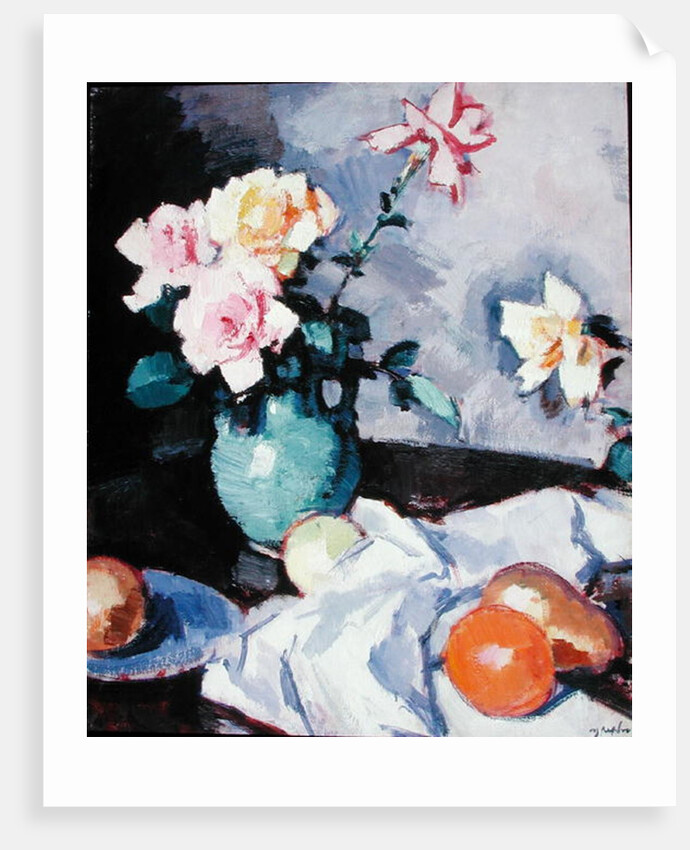 Pink Roses in a Green Jug, c.1926 by Samuel John Peploe