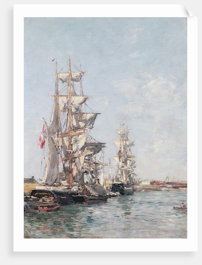 Three-masted Boats at the Quay in Deauville Harbour, c.1888-89 by Eugene Louis Boudin