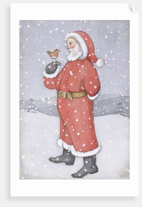 Father Christmas and a Robin by Lavinia Hamer