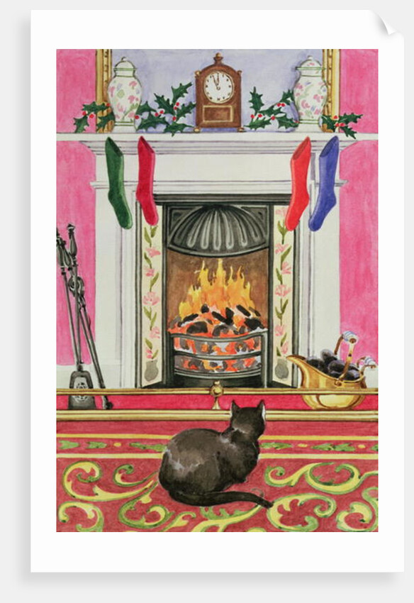 Fireside Scene at Christmas by Lavinia Hamer