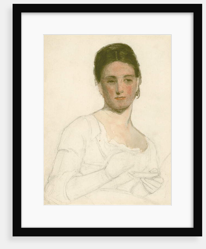 Sketch of a young woman holding a cup and saucer, c.1875 by William Bright Morris