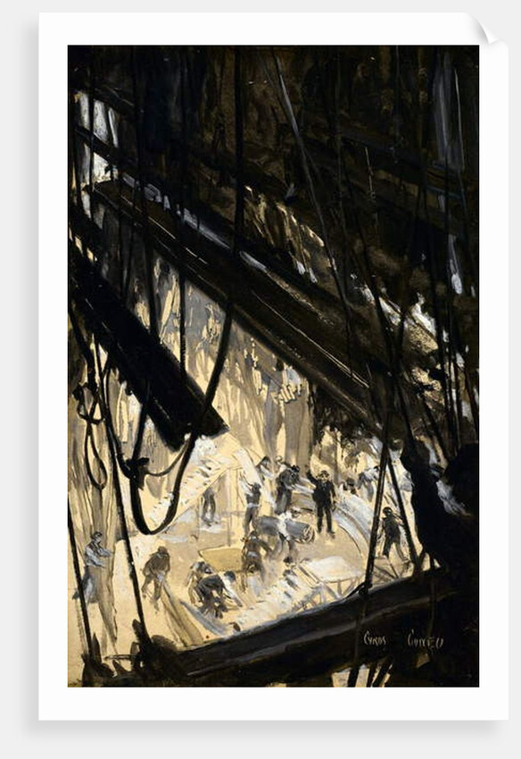 Constructing a stage set, c.1910 by Cyrus Cuneo