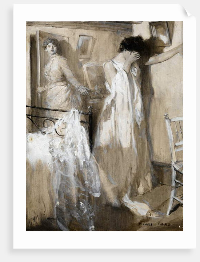 Eva listened aghast, then, sank against the wall sobbing desperately.... by Cyrus Cuneo