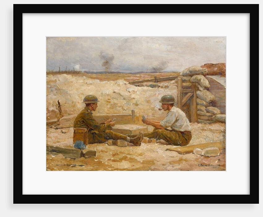Two British officers playing cards outside their dugout, Secteur de Bapaume, 1918-20 by Jean Jacques Berne-Bellecour