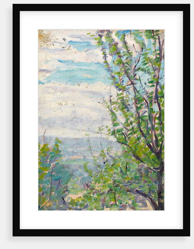 Blue sky and clouds with branches of fruit trees to the fore by Arthur Haythorne Studd