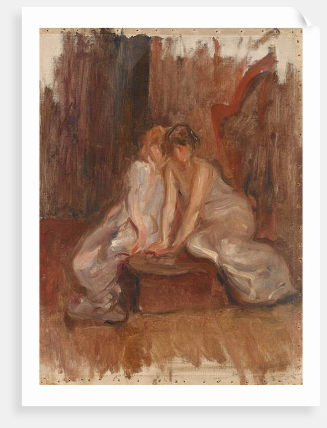 Two women sitted by a harp - c.1900 by Albert de Belleroche