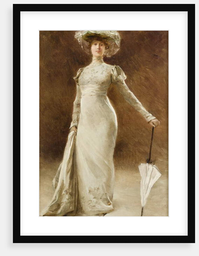Portrait of a Woman with a Parasol by Edouard Francois Zier
