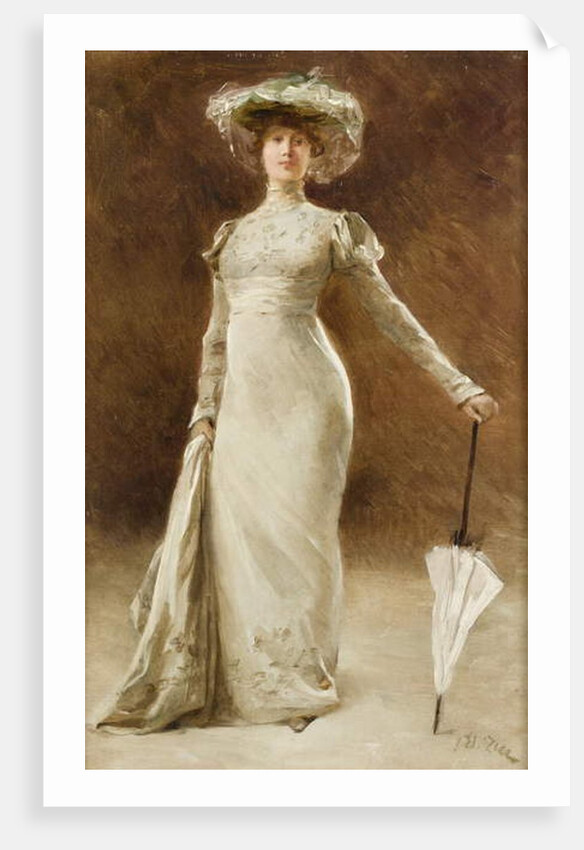 Portrait of a Woman with a Parasol by Edouard Francois Zier