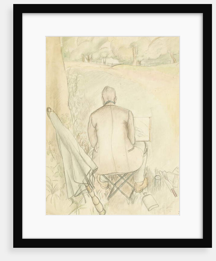 Portrait of the artist's husband, Reginald Brill, sketching, c.1930 by Rosalie Brill