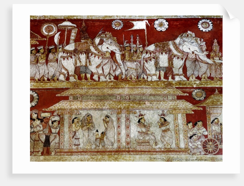 Detail of wall painting in the Degaldoruwa Vihraya Temple by Sri Lankan School