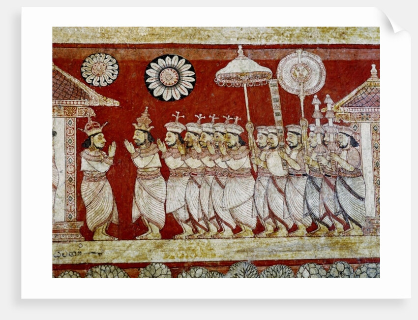 Detail of wall painting in the Degaldoruwa Vihraya Temple by Sri Lankan School