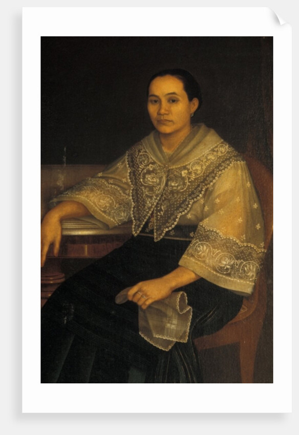 Portrait of a woman in traditional Filipino costume by Filipino School