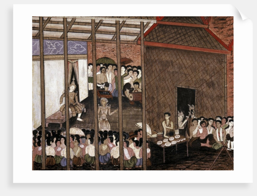 A crowd watches a theatrical performance by School Thai