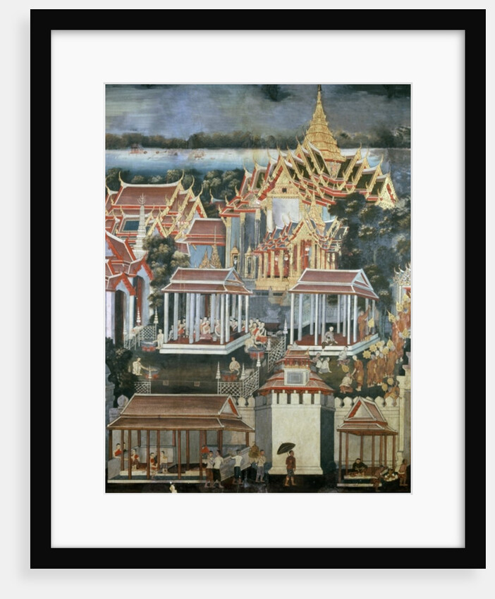 Offerings made to monks in the Temple of the Emerald Buddha, 1864 by Thai School