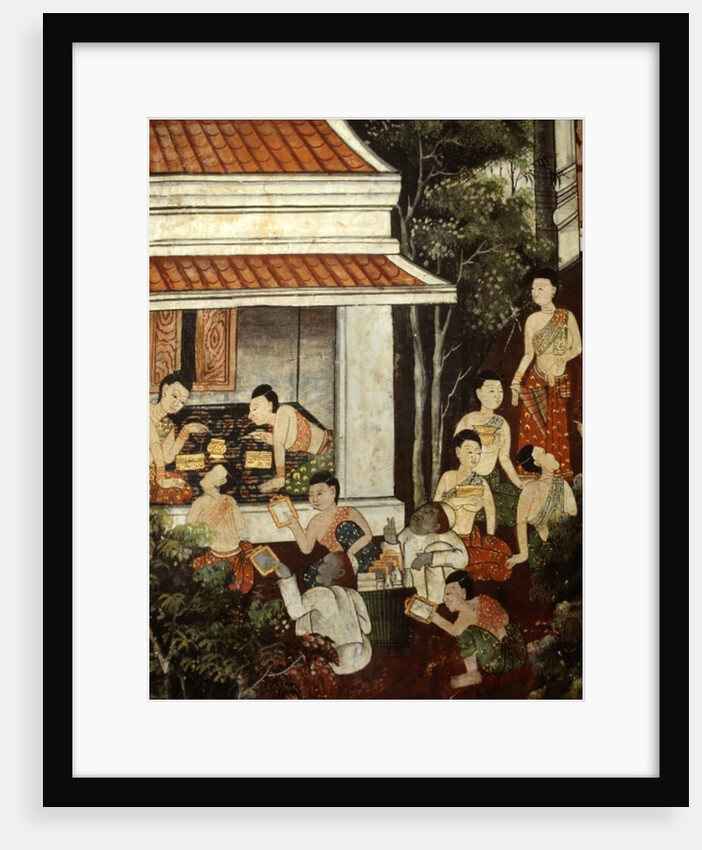 Palace ladies buying jewellery and mirrors from Muslim merchants, Rattanakosin style by Thai School