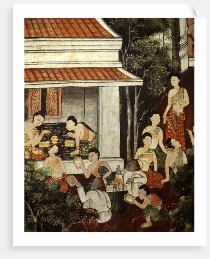 Palace ladies buying jewellery and mirrors from Muslim merchants, Rattanakosin style by Thai School