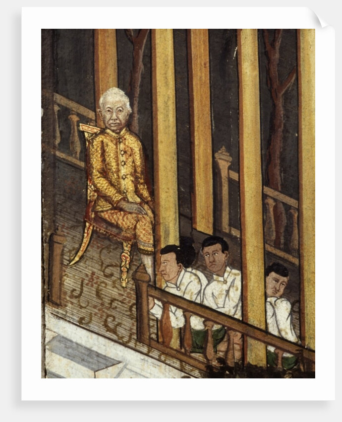 Portrait of Rama VI viewing an eclipse of the sun in 1868 by Thai School
