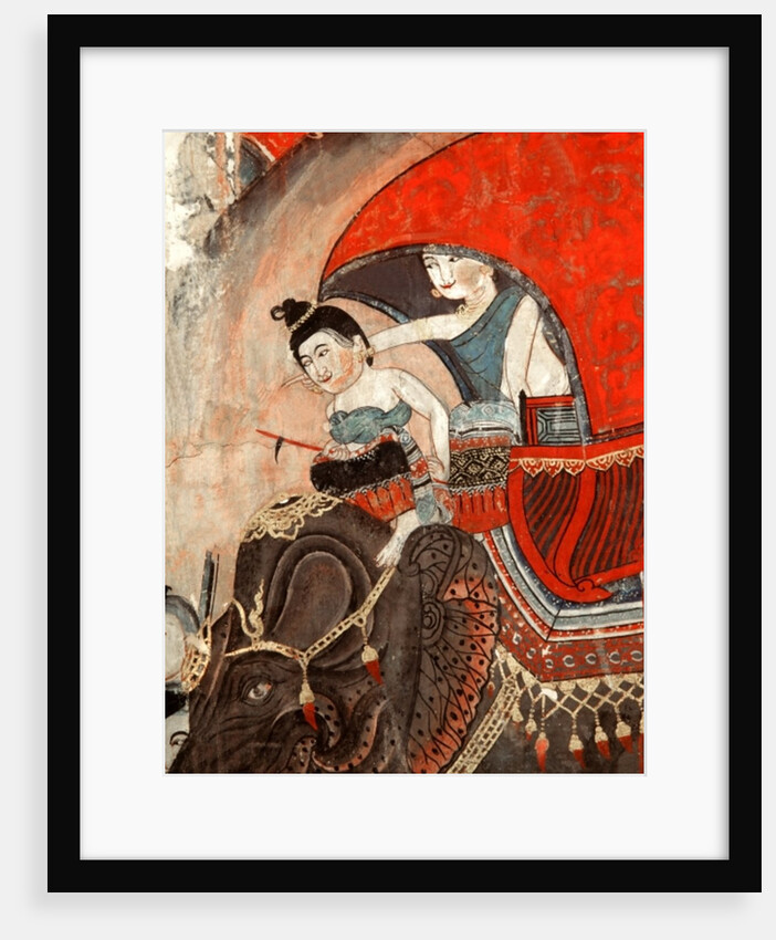 A Princess and attendant riding an elephant by Thai School