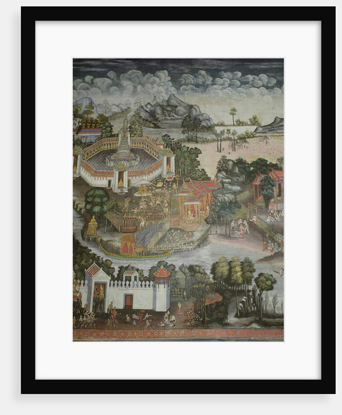 Town of Phitsanulok and fountain with statues of the Buddha, Wat Bowonniwet Vihara, Bangkok by Thai School