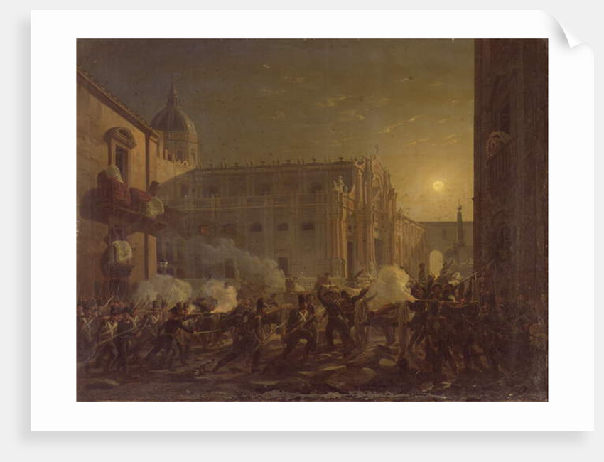 The Burning of Catania after the Town's Conquest by the Bern Regiment in 1849, 1849 by Carl Wilhelm Goetzloff