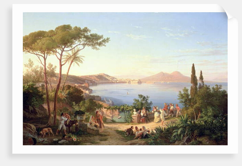 Bay of Naples with Dancing Italians, c.1850 by Carl Wilhelm Goetzloff