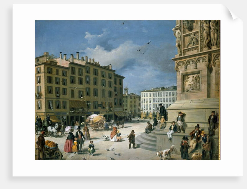 Amanzia Guerillot Inganni, Piazza del Duomo, 1850 by Amanzia Guérillot
