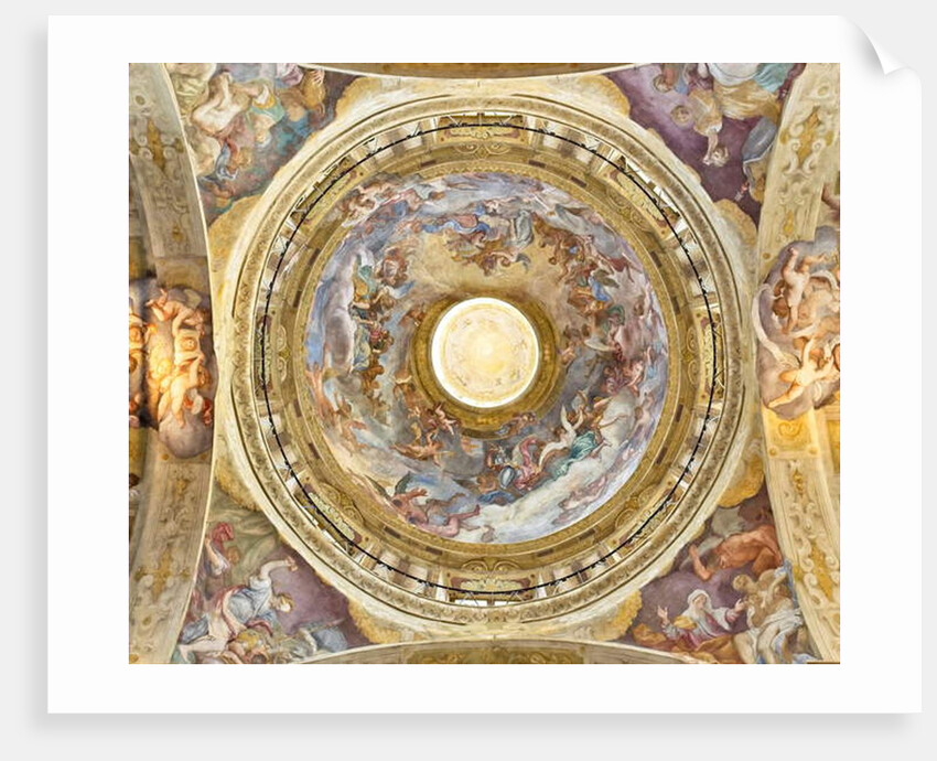 The dome with the representation of the Coronation of the Virgin, detail, last twenty-seventeenth century by Domenico the Elder Piola