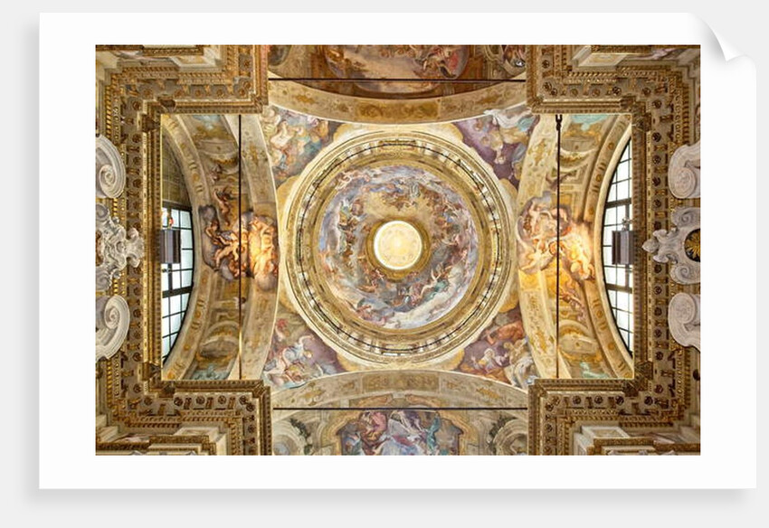 The dome with the representation of the Coronation of the Virgin, detail, last twenty-seventeenth century by Domenico the Elder Piola