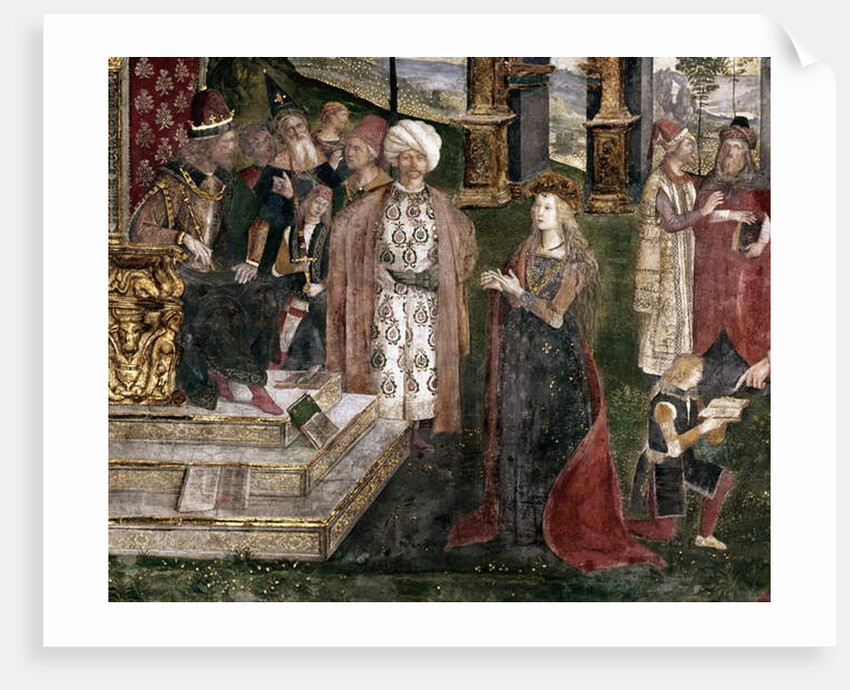 Detail of the dispute of St. Catherine of Alexandria with the philosopher, in front of the Roman Emperor Maxentius by Bernardino di Betto Pinturicchio