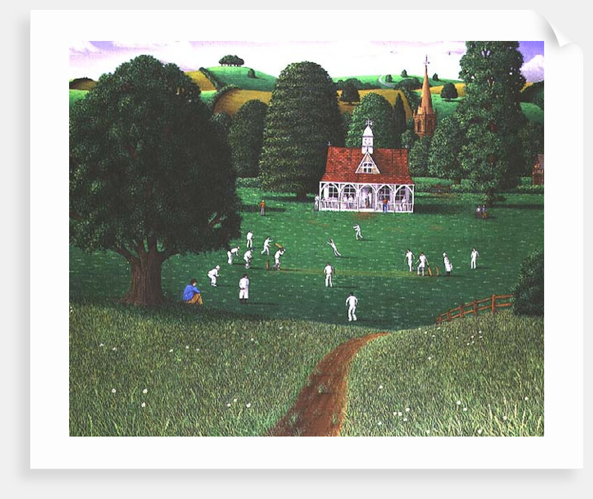 Cricket Match at St. Mary's Grange, Wilts, 1986 by Larry Smart