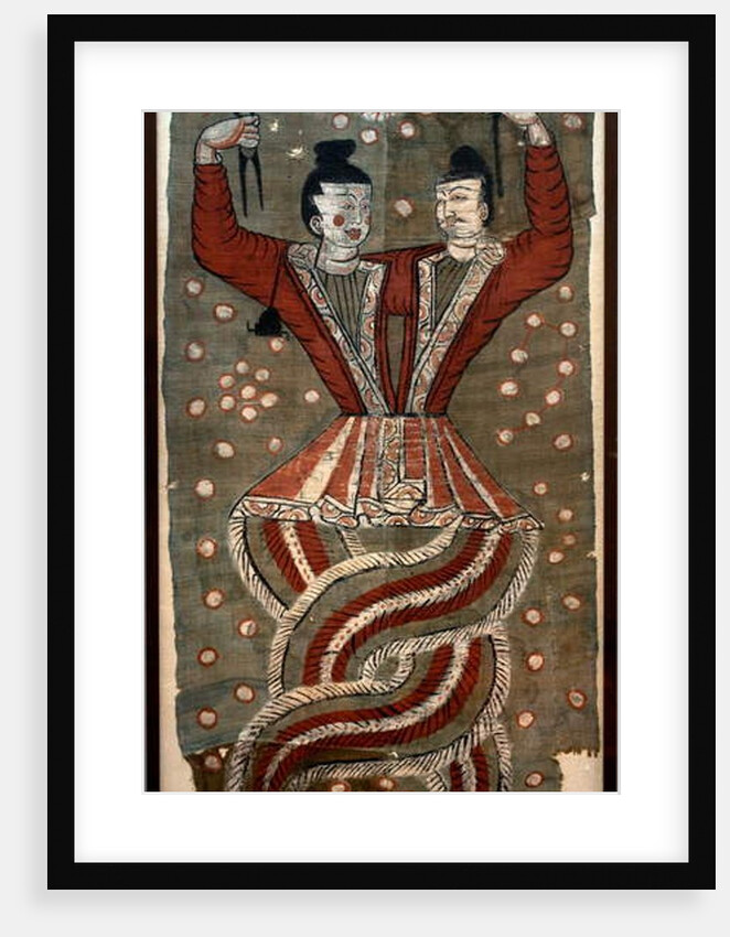 Chinese mythological figures Fuxi and Nuwa, 7th century AD by School Chinese