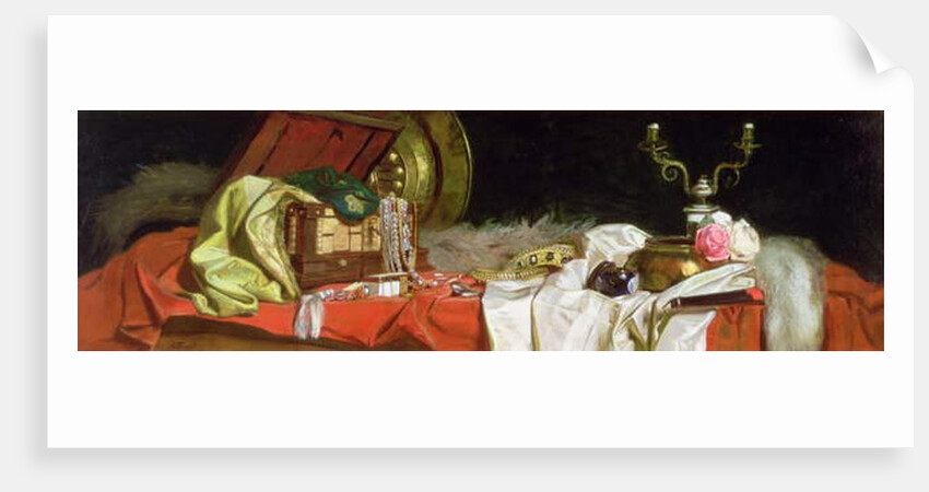 Panel over a door depicting A Lady's Treasures, by Max Thedy