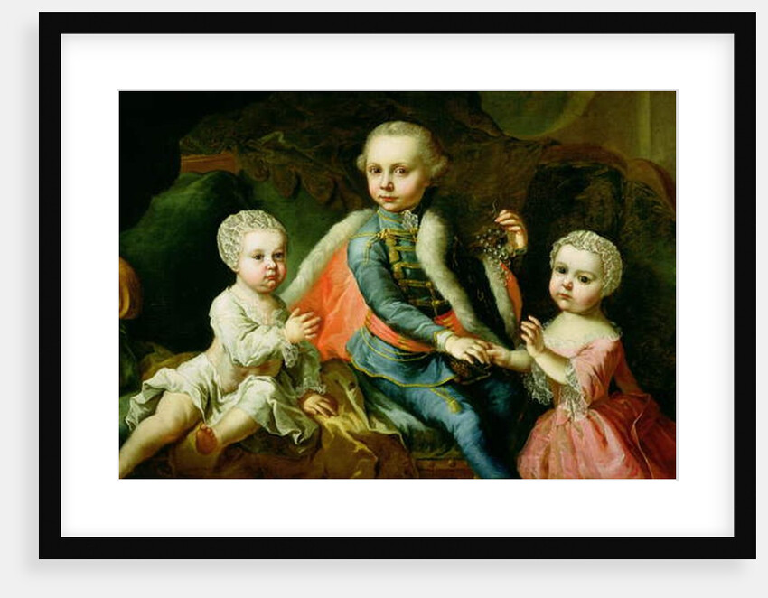 Three Children Seated on a Sofa, said to be members of the Esterhazy Family, 1771 by Johann Georg Weikert