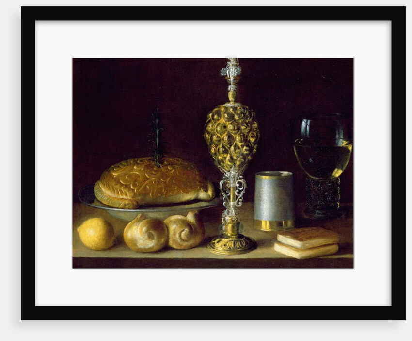 A Still Life of Drinking Vessels, a Pineapple Cup, a Lemon, Bread and Two Small Books by Sebastian Stoskopff