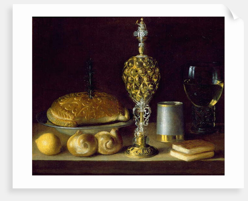 A Still Life of Drinking Vessels, a Pineapple Cup, a Lemon, Bread and Two Small Books by Sebastian Stoskopff