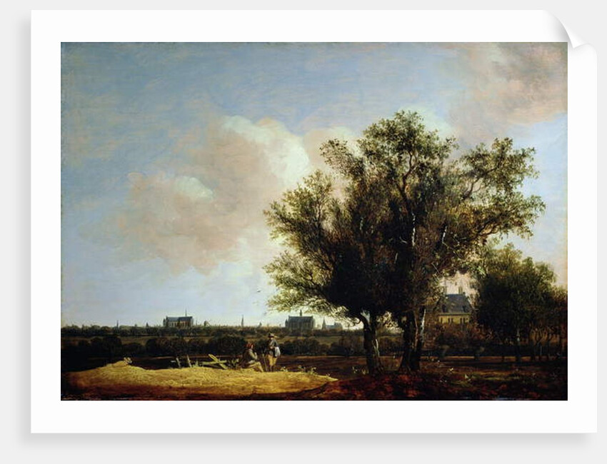 A View of Leiden with figures resting in the foreground by Anthony Jansz van der Croos