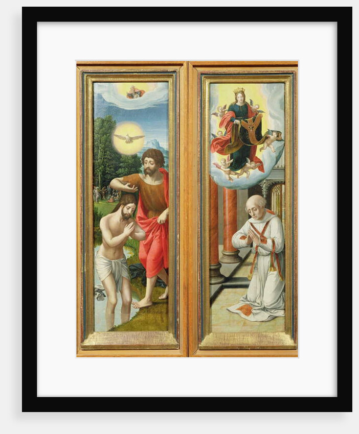 The Baptism of Christ and St. Ildefonso: A Pair of Altarpiece Wings by Master of the Female Half Lengths